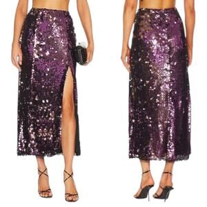 Free People Women’s Star Bright Sequin Maxi Skirt Lilac Purple Size 0 MSRP $198